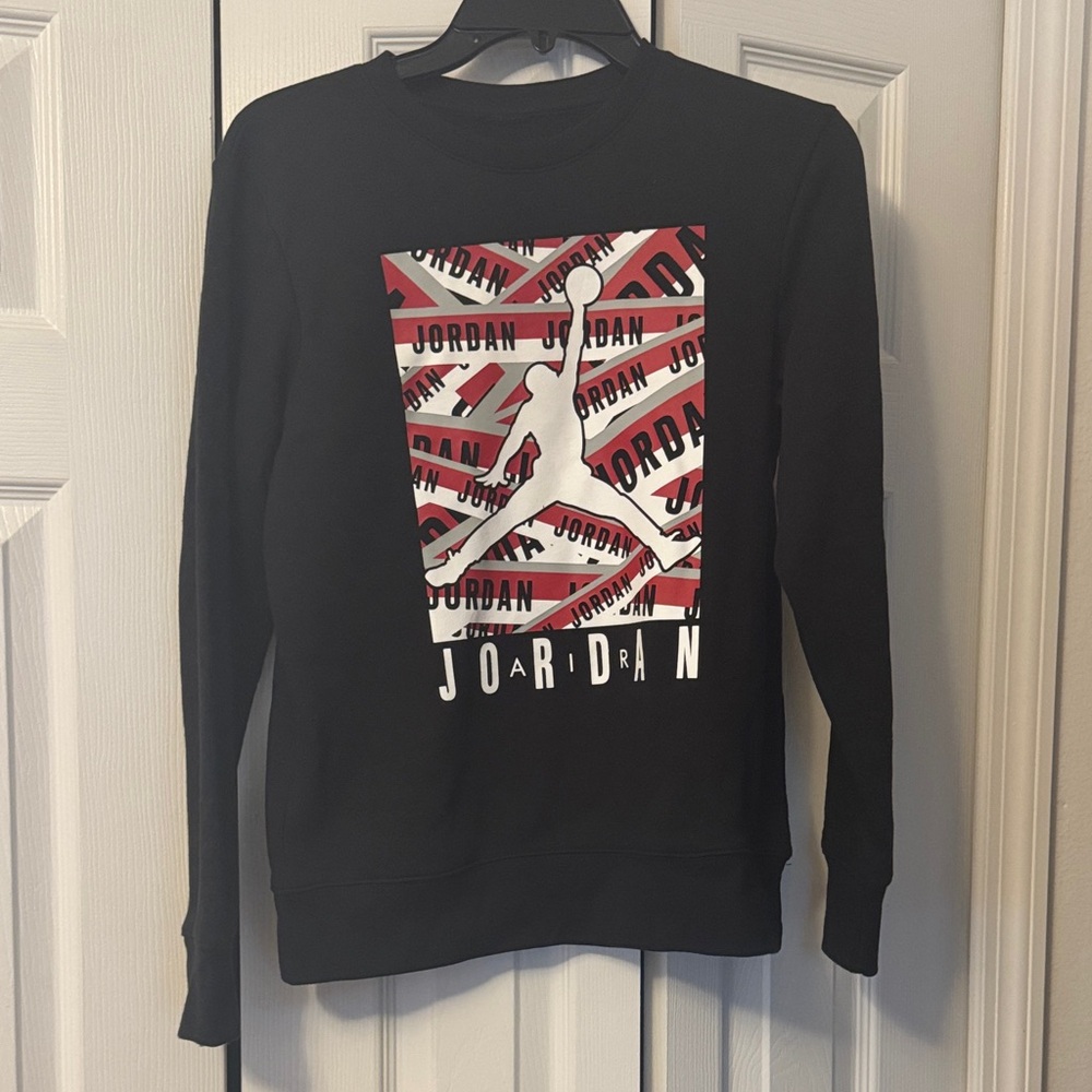 Jordan Black and Red Graphic Crewneck Sweater